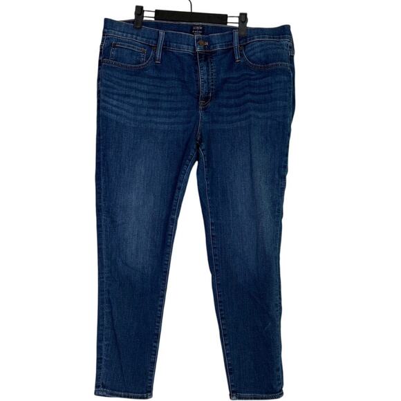 J. Crew Crop Ankle 8" Mid Rise Stretch Skinny Slimming Jean 34 Blue Dark Wash - Picture 12 of 15